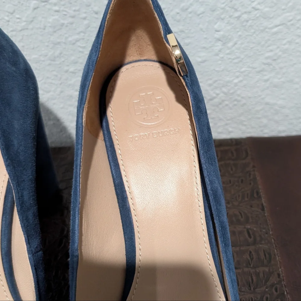 Tory Burch Elizabeth Suede High Block Heel Pumps Size 8.5
